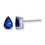 14k White Gold 7x5mm Pear Sapphire Post Earrings