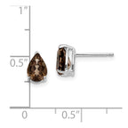 14k White Gold 7x5mm Pear Smoky Quartz Post Earrings