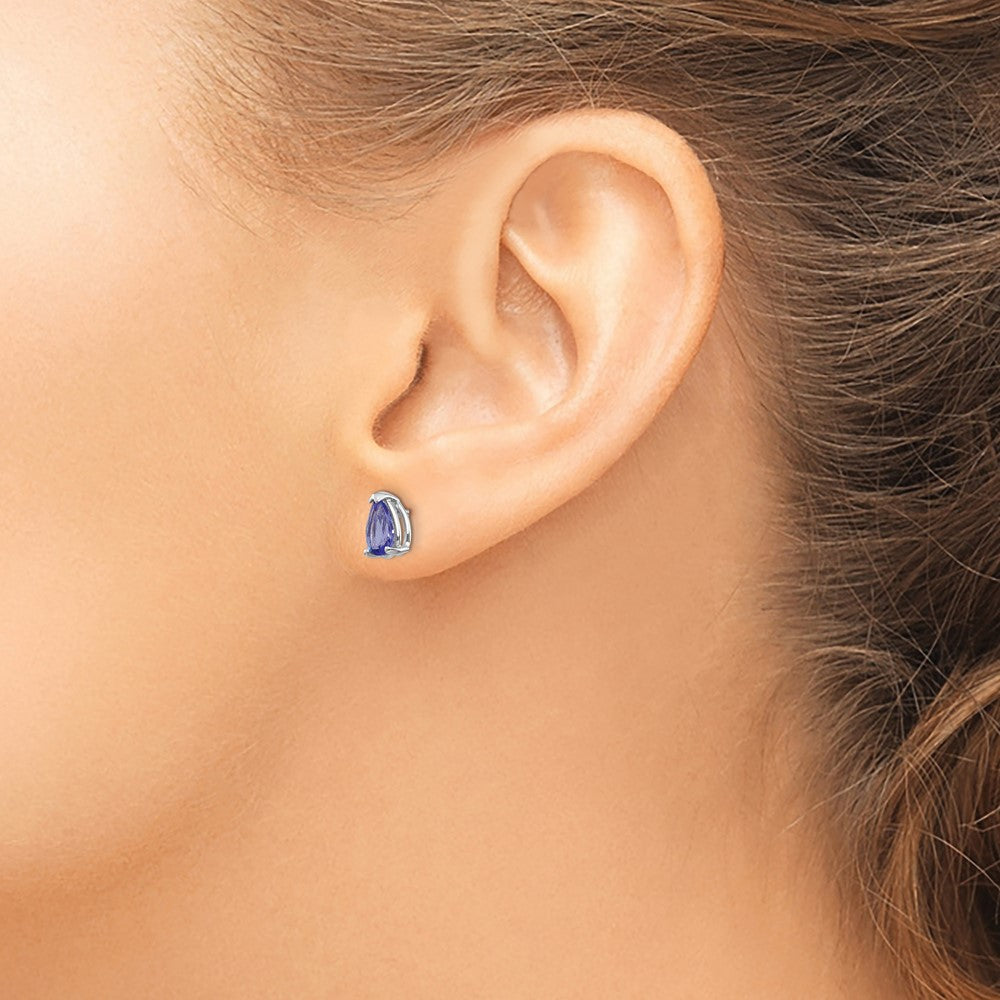 14k White Gold 7x5mm Pear Tanzanite Post Earrings