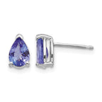 14k White Gold 7x5mm Pear Tanzanite Post Earrings