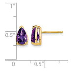 14k 8x5mm Pear Checker-cut Amethyst Post Earrings