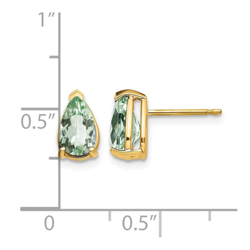 14k 8x5mm Pear Green Quartz Post Earrings