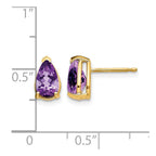 14k 8x5mm Pear Amethyst Post Earrings