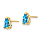 14k 8x5mm Pear Checker-cut Blue Topaz Post Earrings
