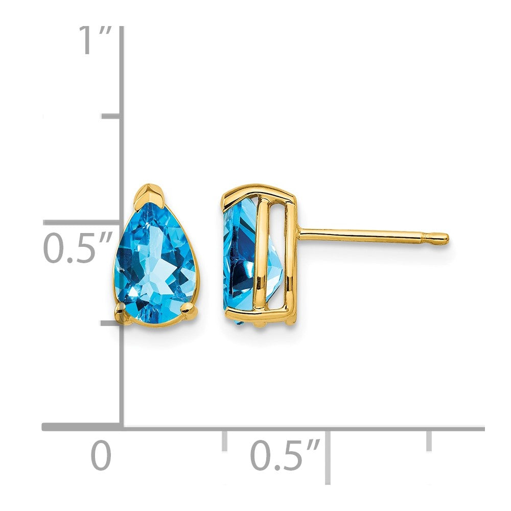 14k 8x5mm Pear Blue Topaz Post Earrings