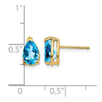 14k 8x5mm Pear Blue Topaz Post Earrings