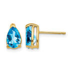 14k 8x5mm Pear Blue Topaz Post Earrings