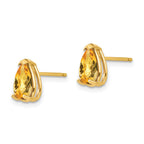 14k 8x5mm Pear Checker-cut Citrine Post Earrings