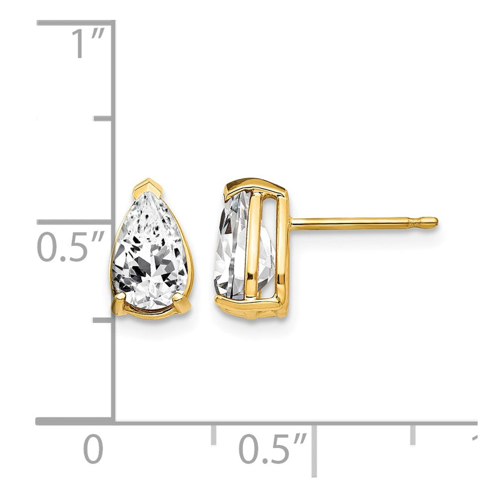 14k 8x5mm Pear Cubic Zirconia Post Earrings