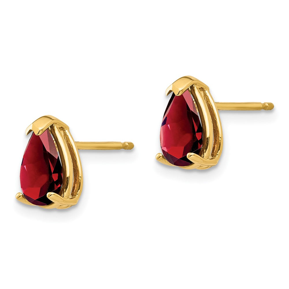 14k 8x5mm Pear Garnet Post Earrings
