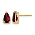 14k 8x5mm Pear Checker-cut Garnet Post Earrings