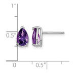 14k White Gold 8x5mm Pear Checker-cut Amethyst Post Earrings