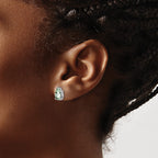 14k White Gold 8x5mm Pear Green Quartz Post Earrings