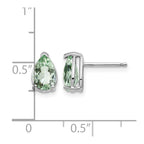 14k White Gold 8x5mm Pear Green Quartz Post Earrings