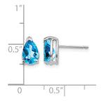 14k White Gold 8x5mm Pear Blue Topaz Post Earrings