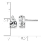 14k White Gold 8x5mm Pear Cubic Zirconia Post Earrings