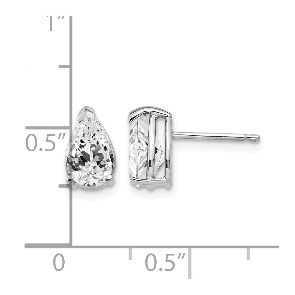 14k White Gold 8x5mm Pear Cubic Zirconia Post Earrings
