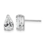 14k White Gold 8x5mm Pear Cubic Zirconia Post Earrings