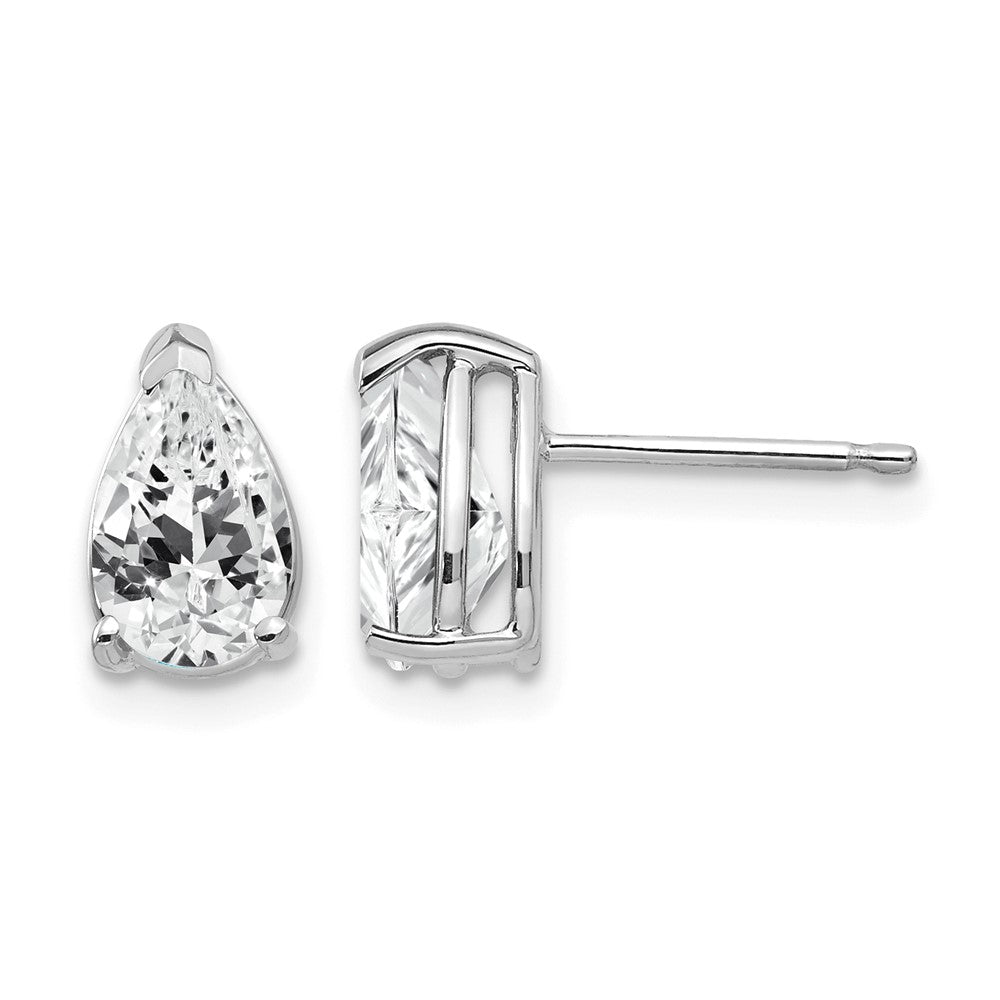 14k White Gold 8x5mm Pear Cubic Zirconia Post Earrings