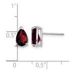 14k White Gold 8x5mm Pear Checker-cut Garnet Post Earrings