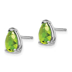 14k White Gold 8x5mm Pear Peridot Post Earrings