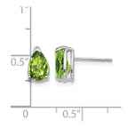14k White Gold 8x5mm Pear Peridot Post Earrings
