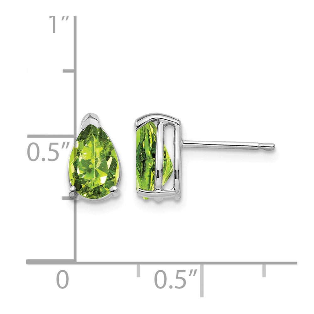 14k White Gold 8x5mm Pear Peridot Post Earrings
