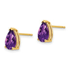 14k 9x6mm Pear Checker-cut Amethyst Post Earrings