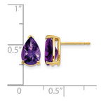 14k 9x6mm Pear Checker-cut Amethyst Post Earrings