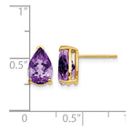 14k 9x6mm Pear Amethyst Post Earrings