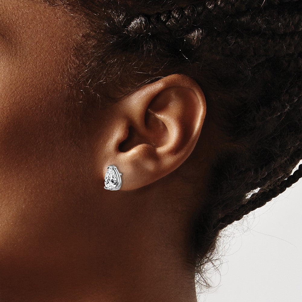 14k 9x6mm Pear Checker-cut Blue Topaz Post Earrings