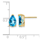 14k 9x6mm Pear Blue Topaz Post Earrings