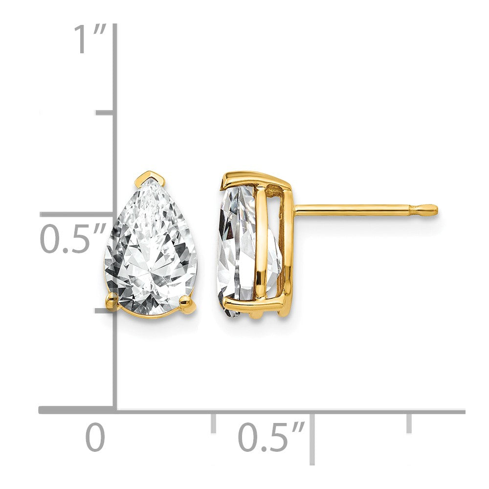14k 9x6mm Pear Cubic Zirconia Post Earrings