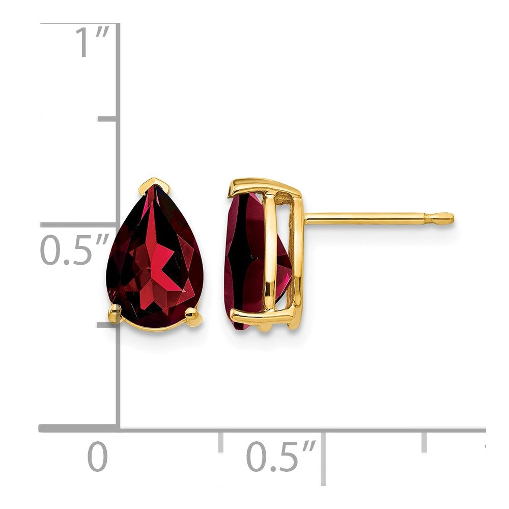 14k 9x6mm Pear Garnet Post Earrings