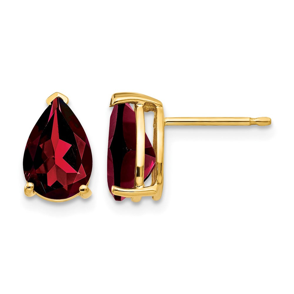 14k 9x6mm Pear Garnet Post Earrings