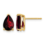 14k 9x6mm Pear Checker-cut Garnet Post Earrings