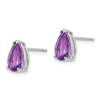 14k White Gold 9x6mm Pear Amethyst Stud Earrings