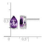 14k White Gold 9x6mm Pear Amethyst Stud Earrings