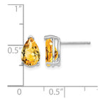 14k White Gold 9x6mm Pear Citrine Post Earrings