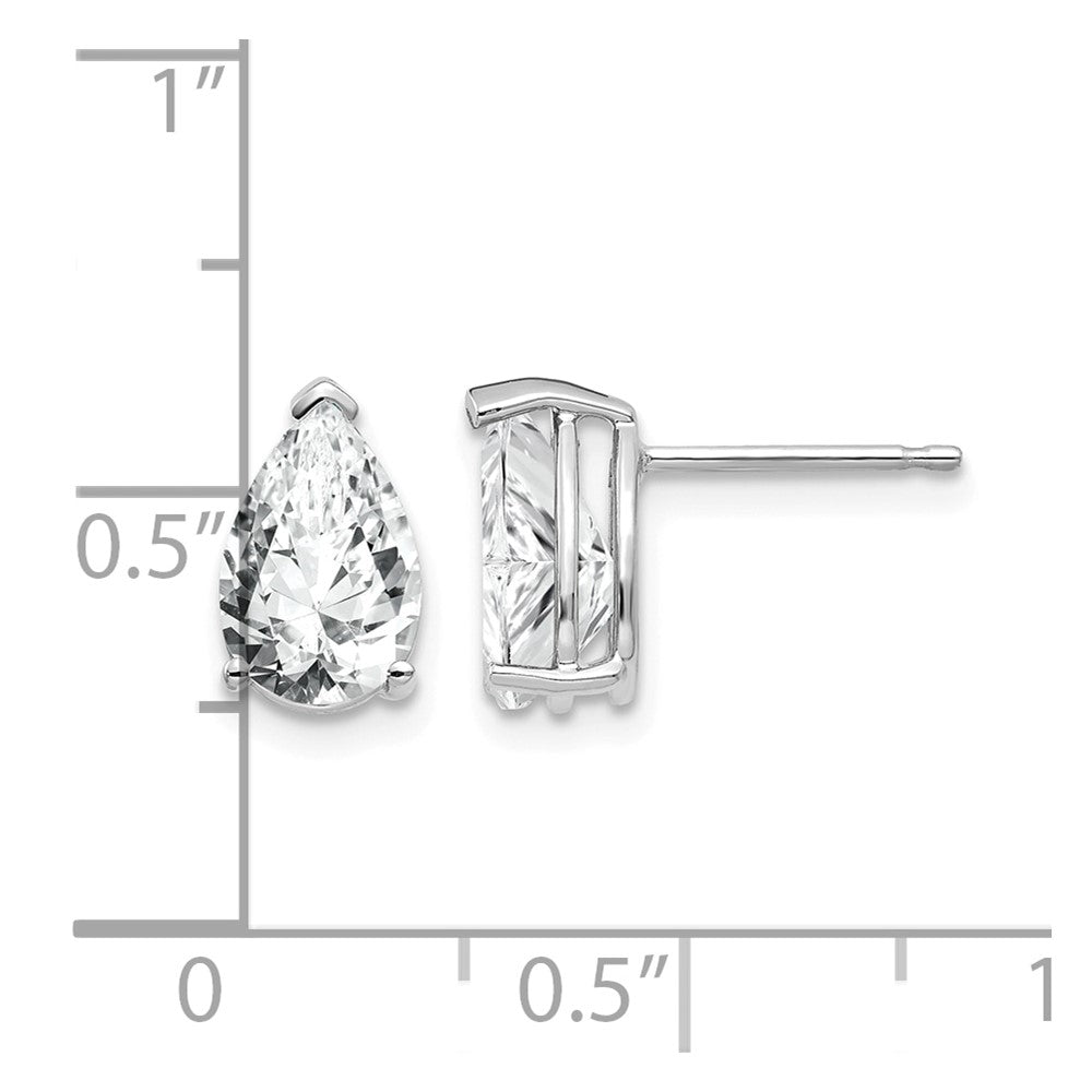14k White Gold 9x6mm Pear Cubic Zirconia Post Earrings
