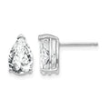 14k White Gold 9x6mm Pear Cubic Zirconia Post Earrings