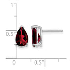 14k White Gold 9x6mm Pear Garnet Post Earrings