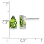 14k White Gold 9x6mm Pear Peridot Post Earrings