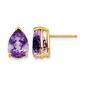 14k 10x7mm Pear Amethyst Post Earrings