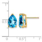 14k 10x7mm Pear Blue Topaz Post Earrings