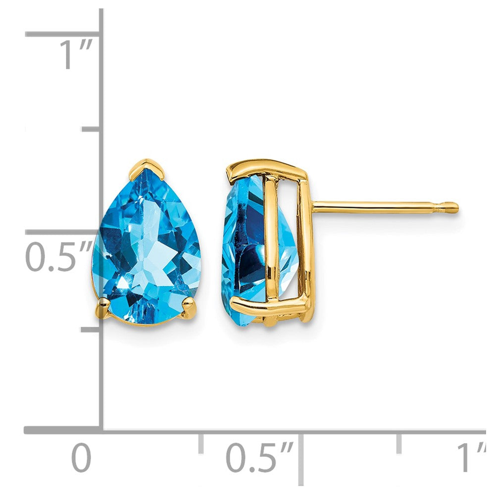 14k 10x7mm Pear Blue Topaz Post Earrings