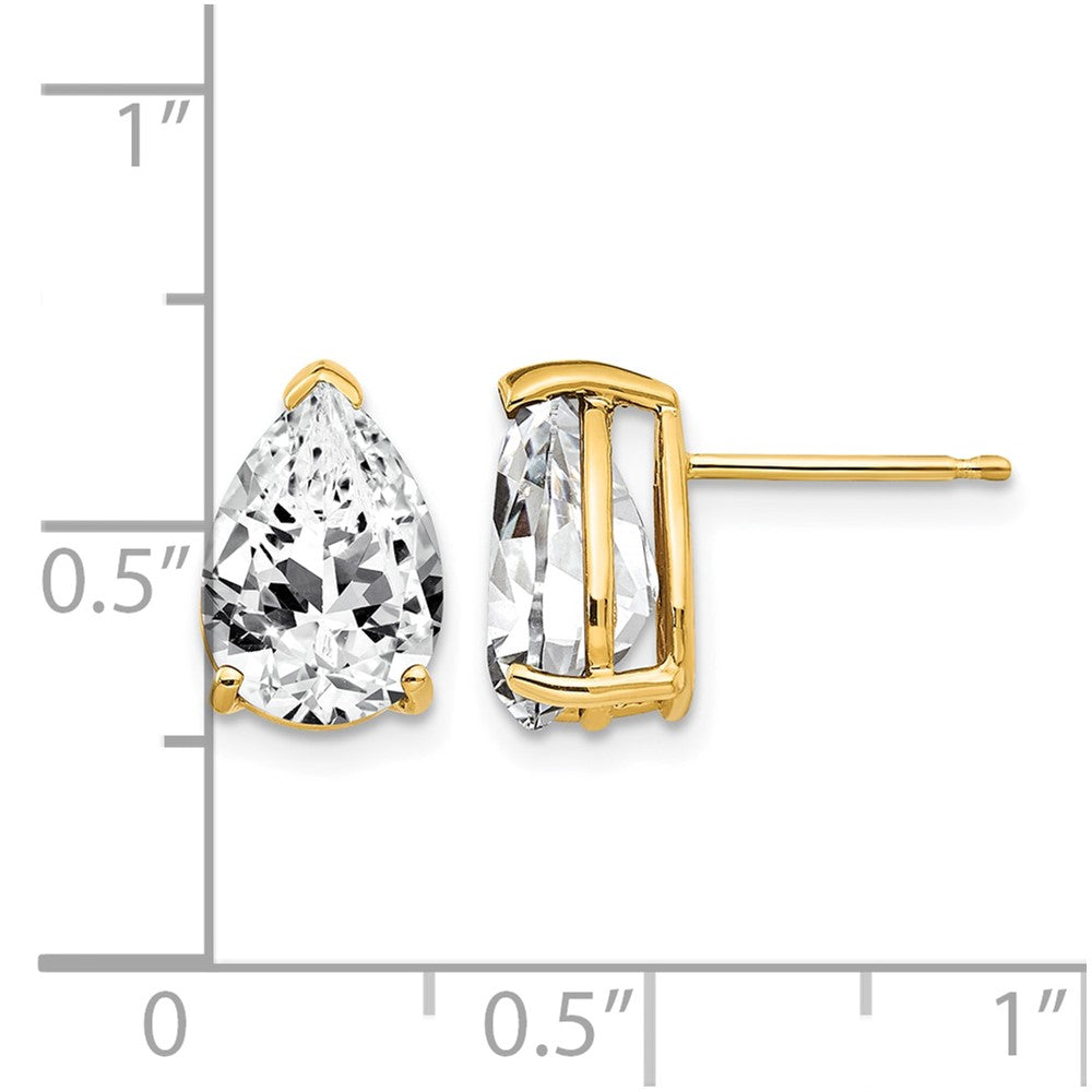 14k 10x7mm Pear Cubic Zirconia Post Earrings