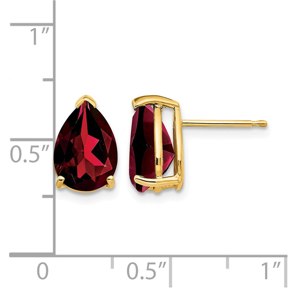 14k 10x7mm Pear Garnet Post Earrings