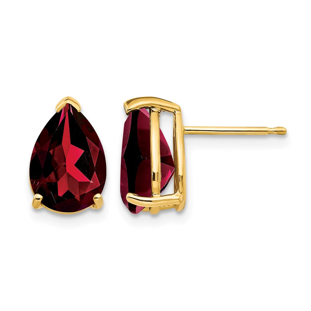 14k 10x7mm Pear Garnet Post Earrings