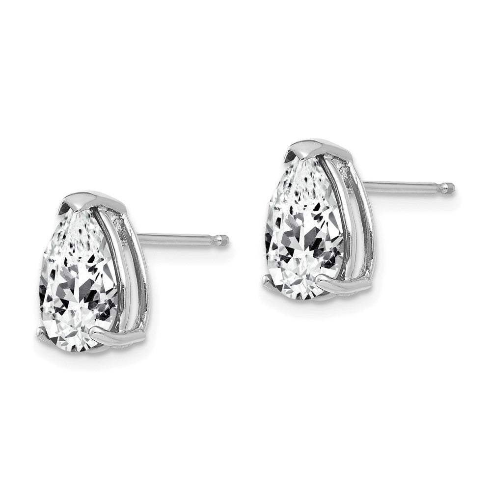 14k White Gold 10x7mm Pear Cubic Zirconia Stud Earrings